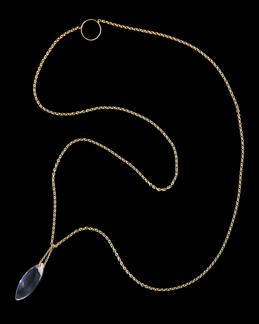 Marquise Rose Quartz Love Energy Long Chain Necklace