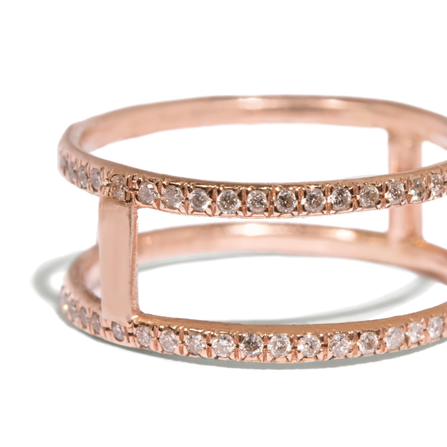Micro Pave Double Band Orbit Ring