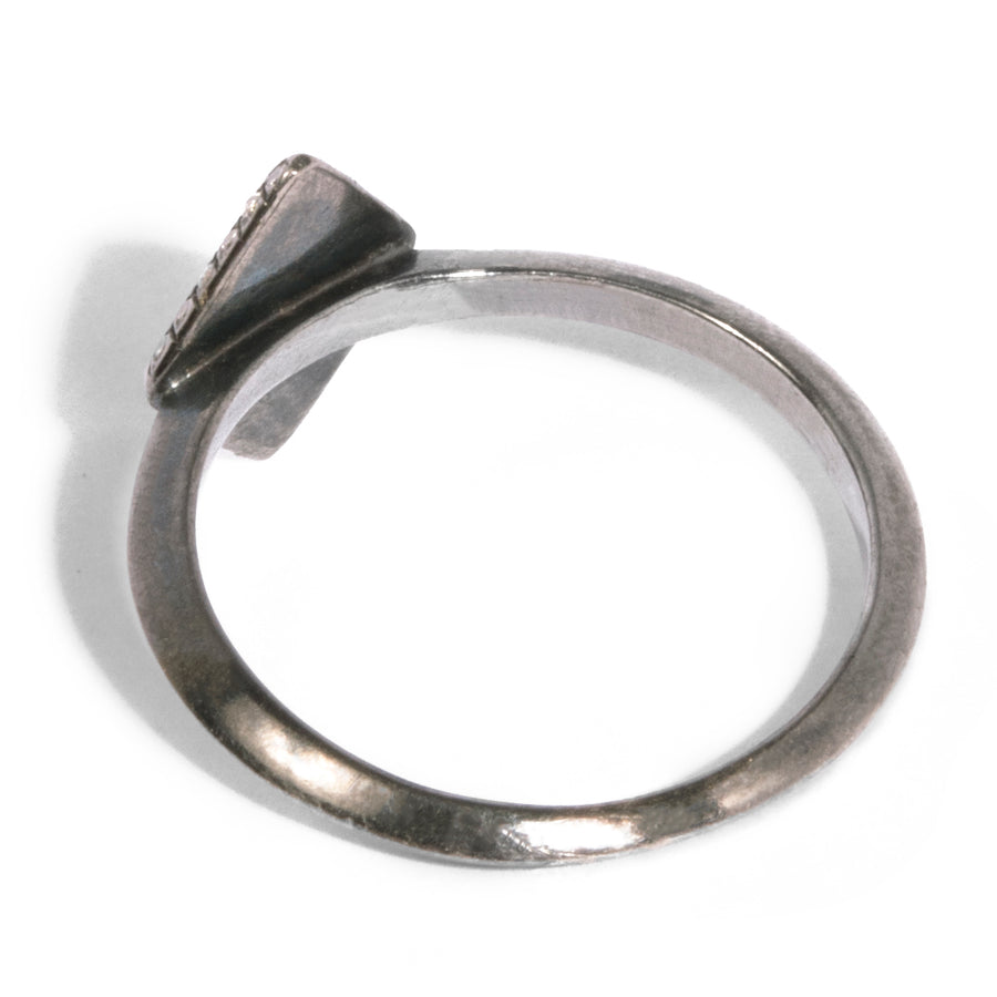 Micro Pave Edge Engraved Diamond Shape Ring