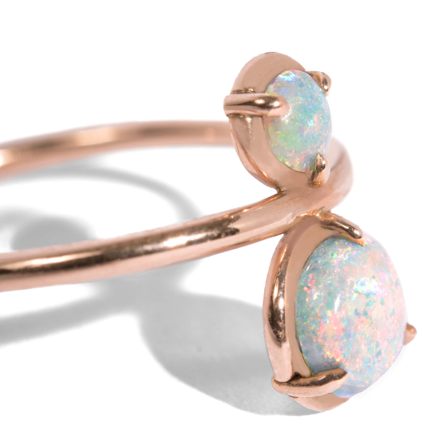 Double Opal Cabochon Ring