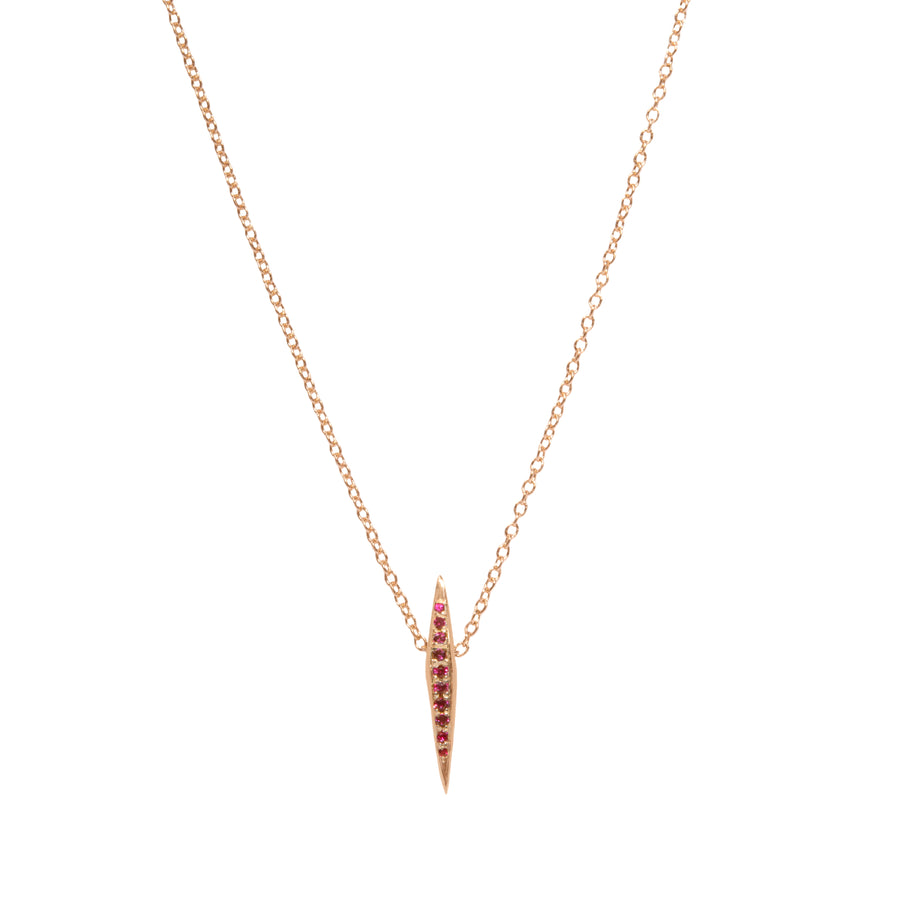 Micro Pave Colored Stone Thin DT Pyramid Spike Pendant Necklace