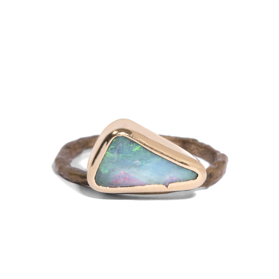 Black Opal Triangle Ring