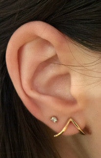 Curved Triangle Wrap Ear Cuff Earring Wendy Nichol Fine Jewelry Designer Sterling Silver or 14k Gold Simple Delicate Wrap Ribbon Orbit Cuff Piercing Snug Upper Lobe Helix Orbital