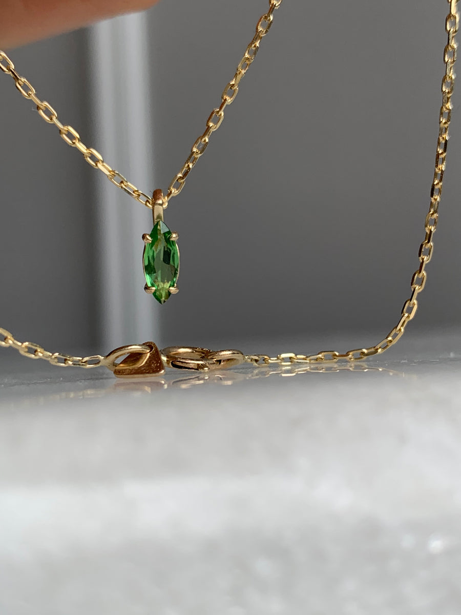 Tsavorite Marquise cut gem necklace