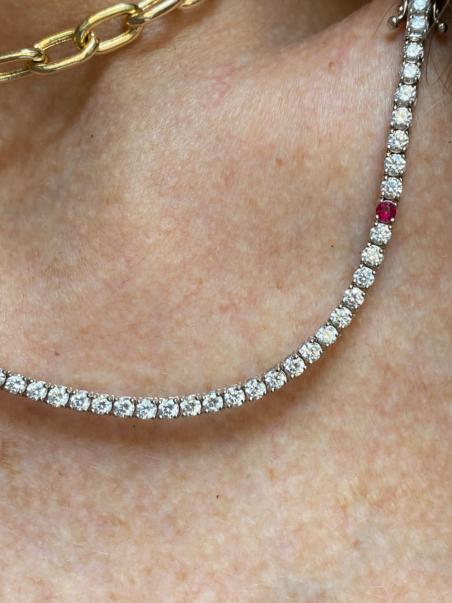 2.4mm White Diamond Tennis Necklace
