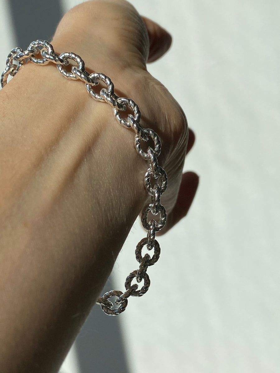 Rope Link Chain Bracelet Sterling Silver