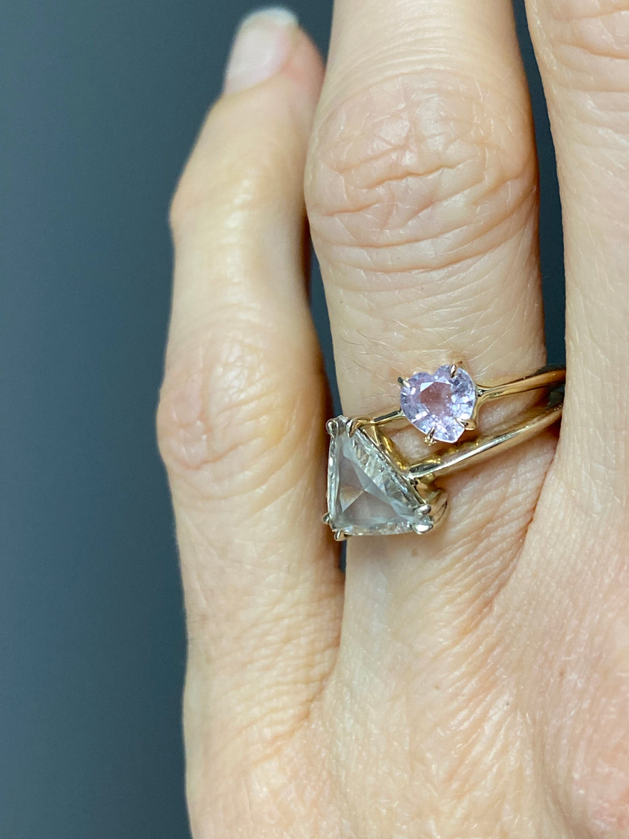 5mm Pink sapphire heart ring