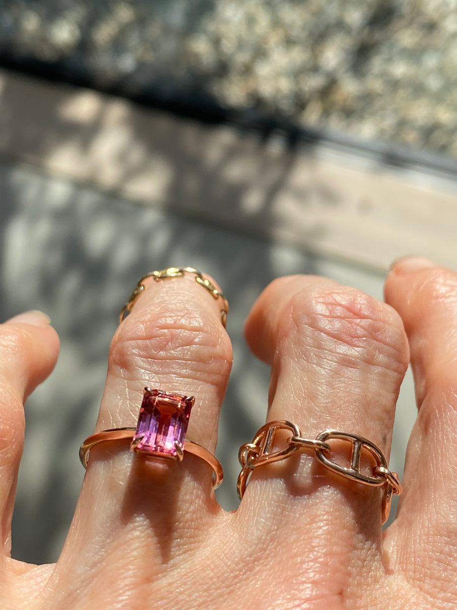 Pink Tourmaline Emerald Cut Ring