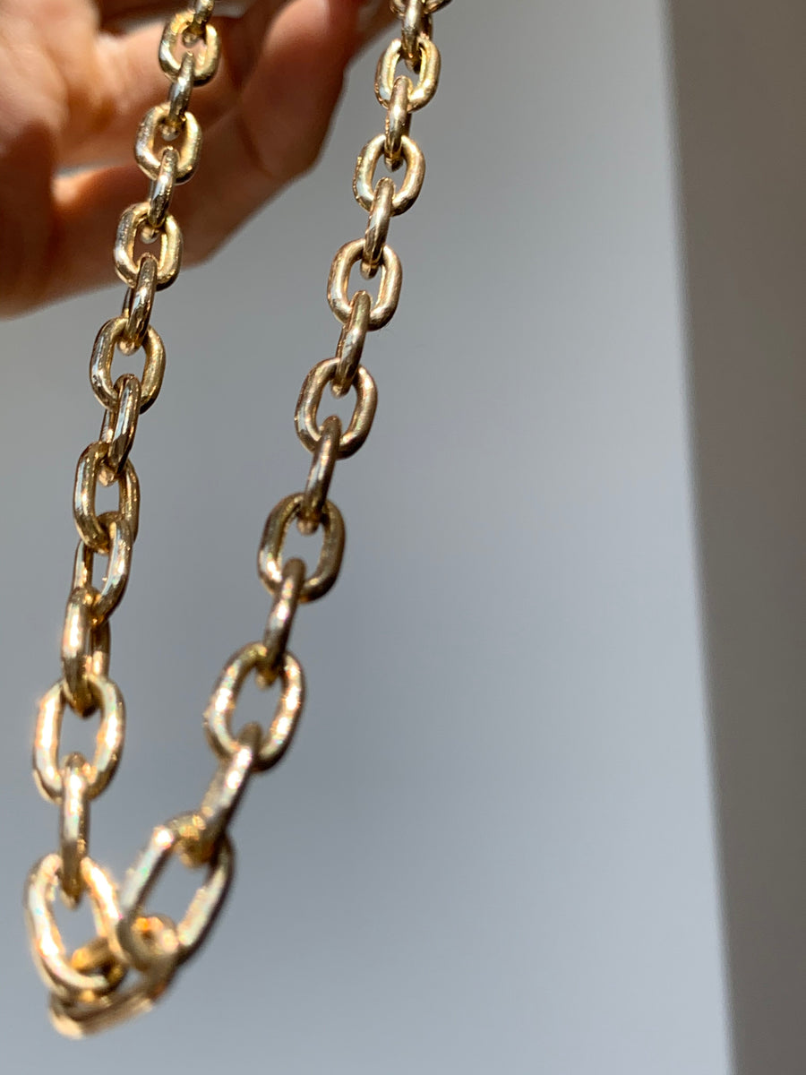 5.8mm Elongated Hollow 14k Gold Chain Necklace