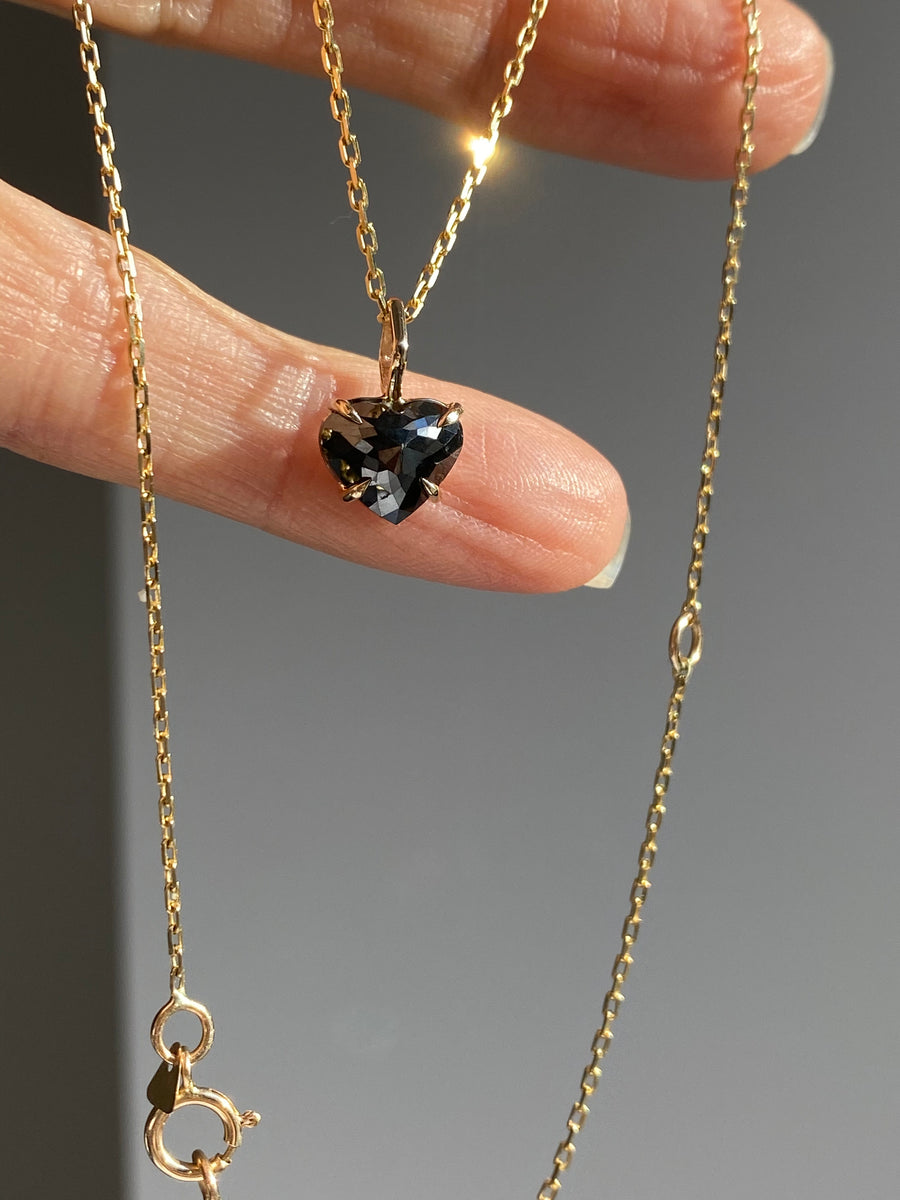 Black Diamond Heart Pendant Necklace