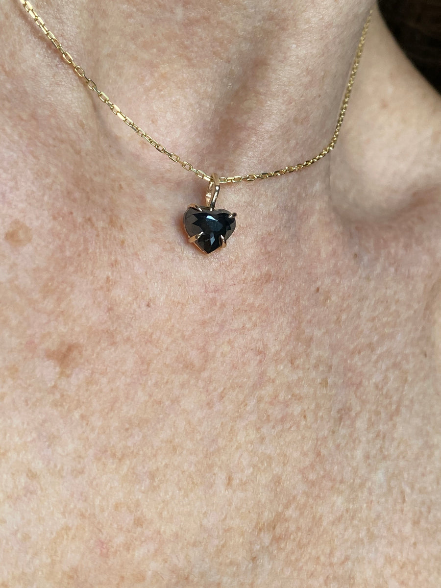 Black Diamond Heart Pendant Necklace
