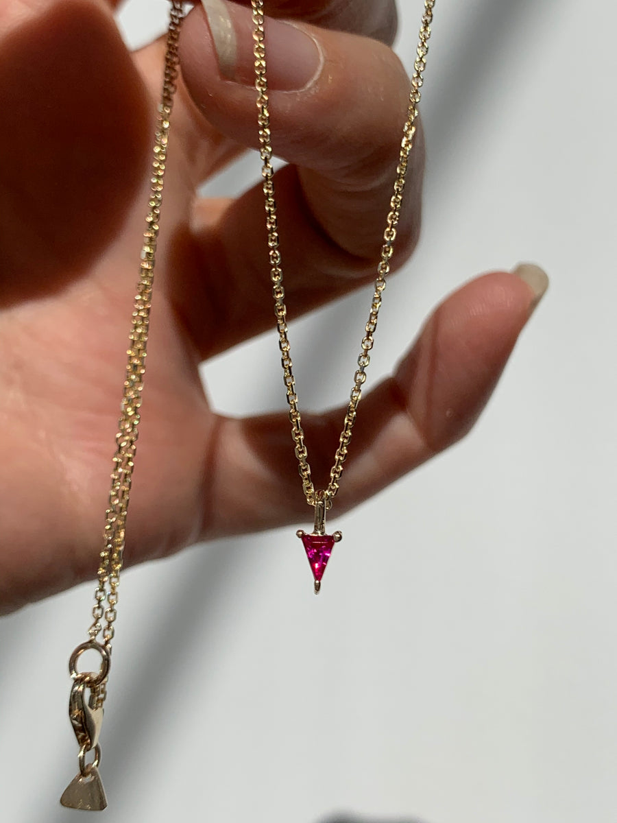 Triangle Ruby Pendant Necklace
