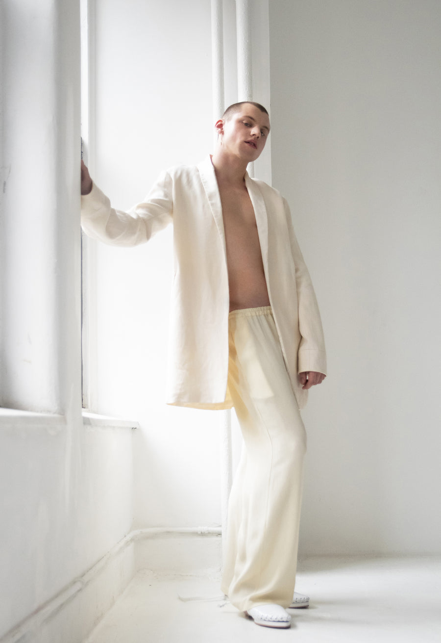 Linen and Silk Dinner Jacket and Silk Relax Pants