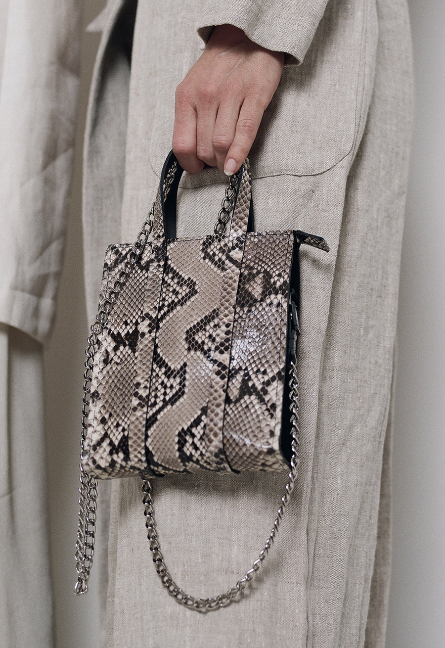 The Micro Classified Python Chain Tote