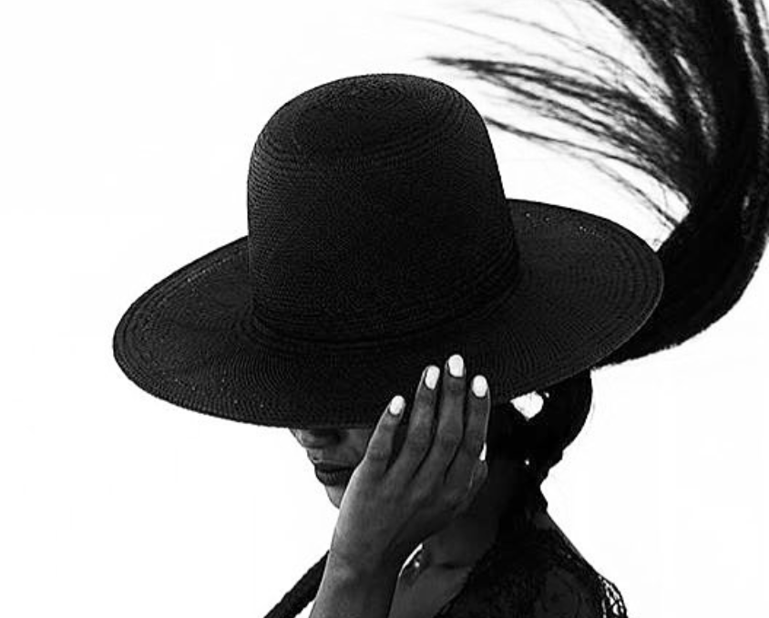 Black Straw Tall Wide Brim Hat Wendy Nichol Designer Handmade in NYC New York City Witch El Topo Magician Summer Hat Fatima IMG Model Beyonce Formation Hat