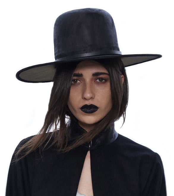 Leather Suede Wide Brim Hat AW16 - Main Image