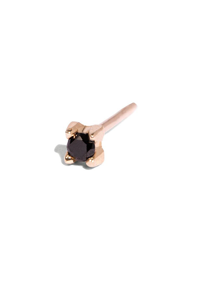 2mm Black Diamond Stud Single Earring