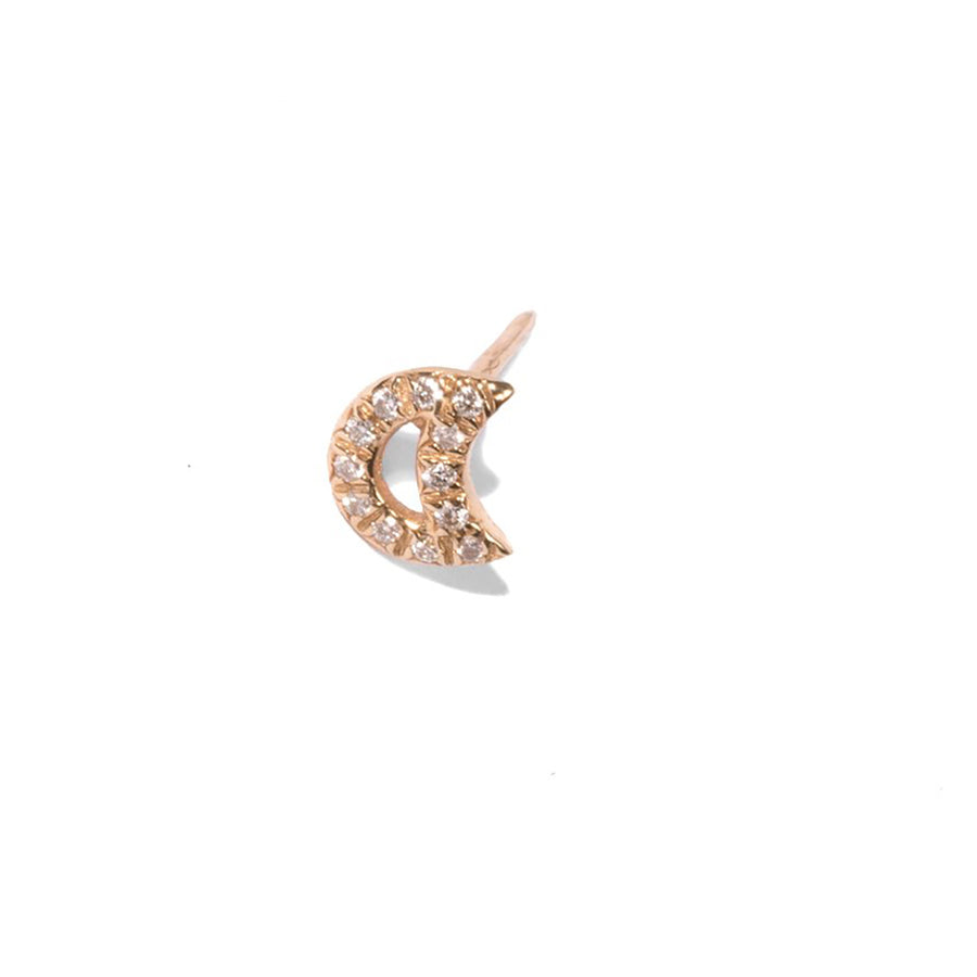 Micro Pave Crescent Moon Stud Earring