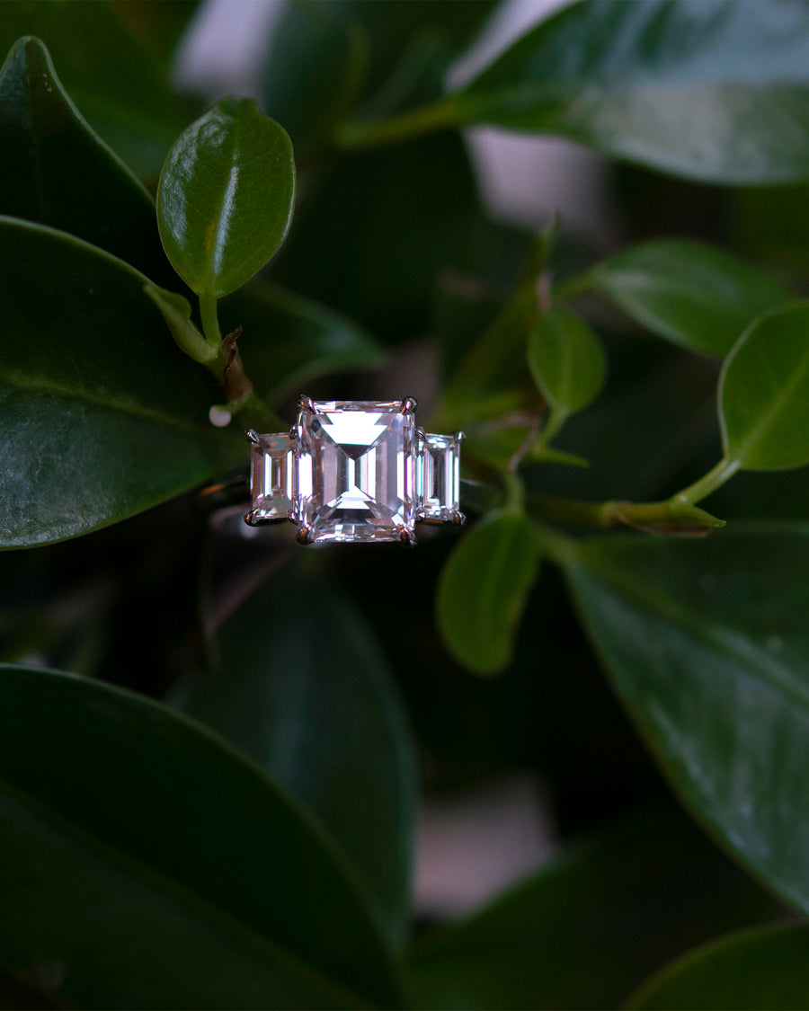 Triple Diamond Modern Engagement Ring