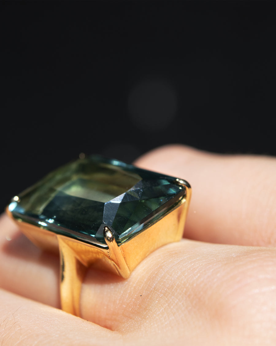 Deep Sea Emerald Cut Amethyst Amulet Ring