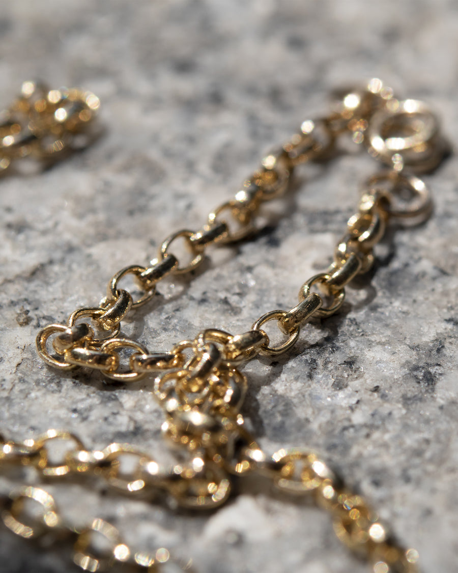 Hollow 3mm Round Link 14k Gold Necklace