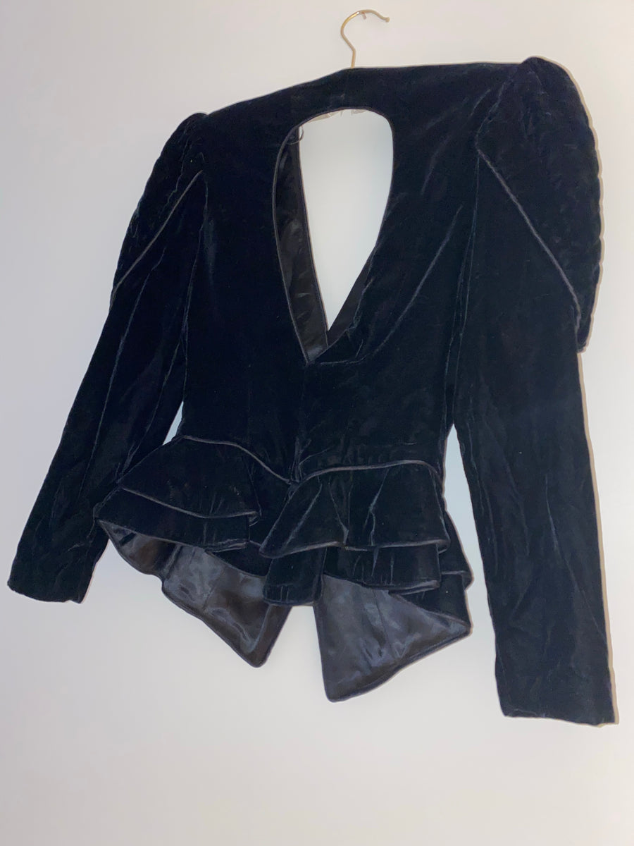 Velvet corset puff sleeve Cropped Jacket