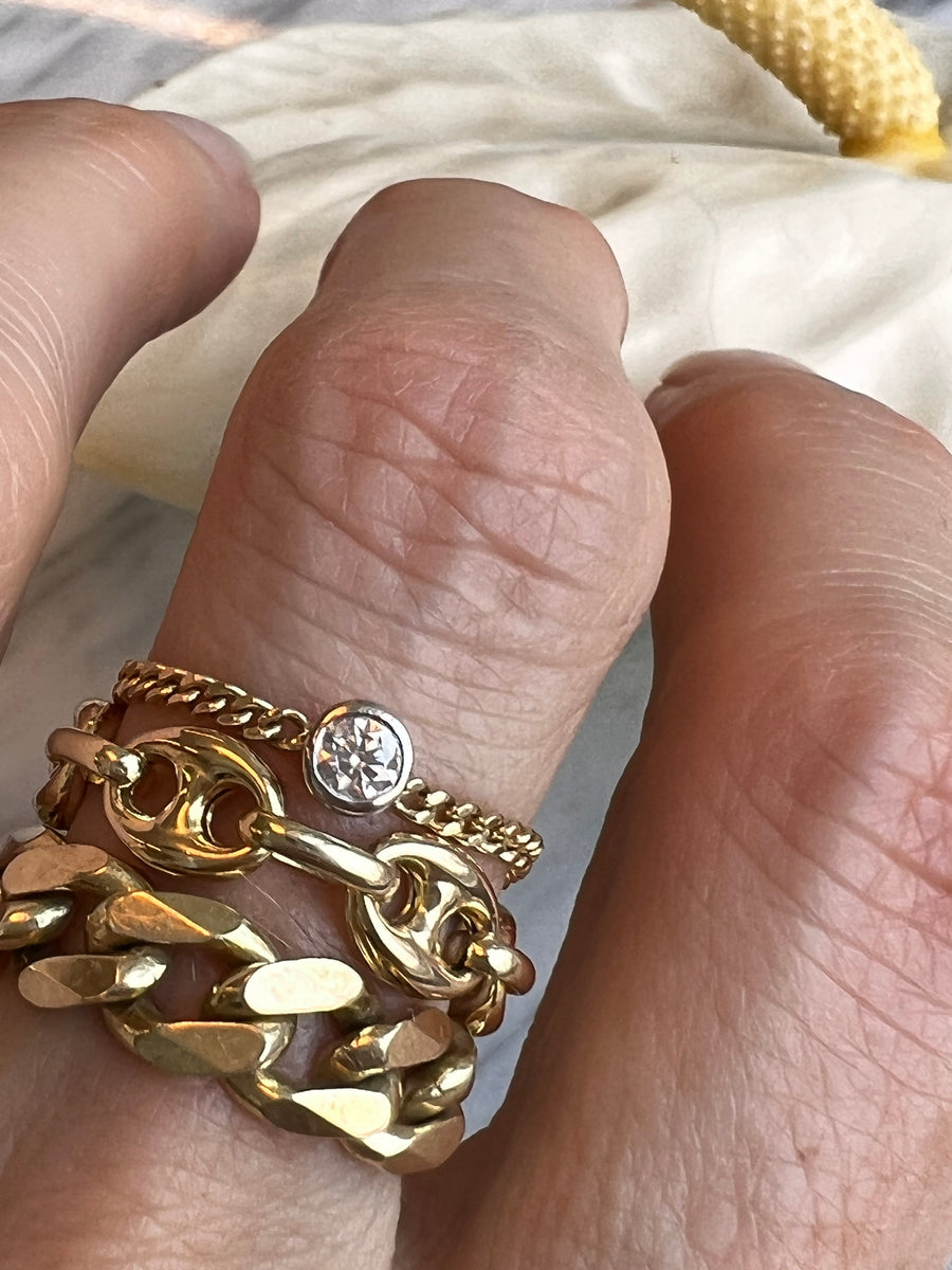 Bezel Diamond Cuban Link Ring (3.8mm)