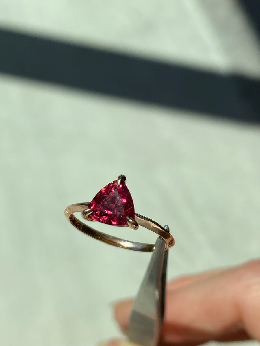 1 Carat Pink Tourmaline Pyramid Ring