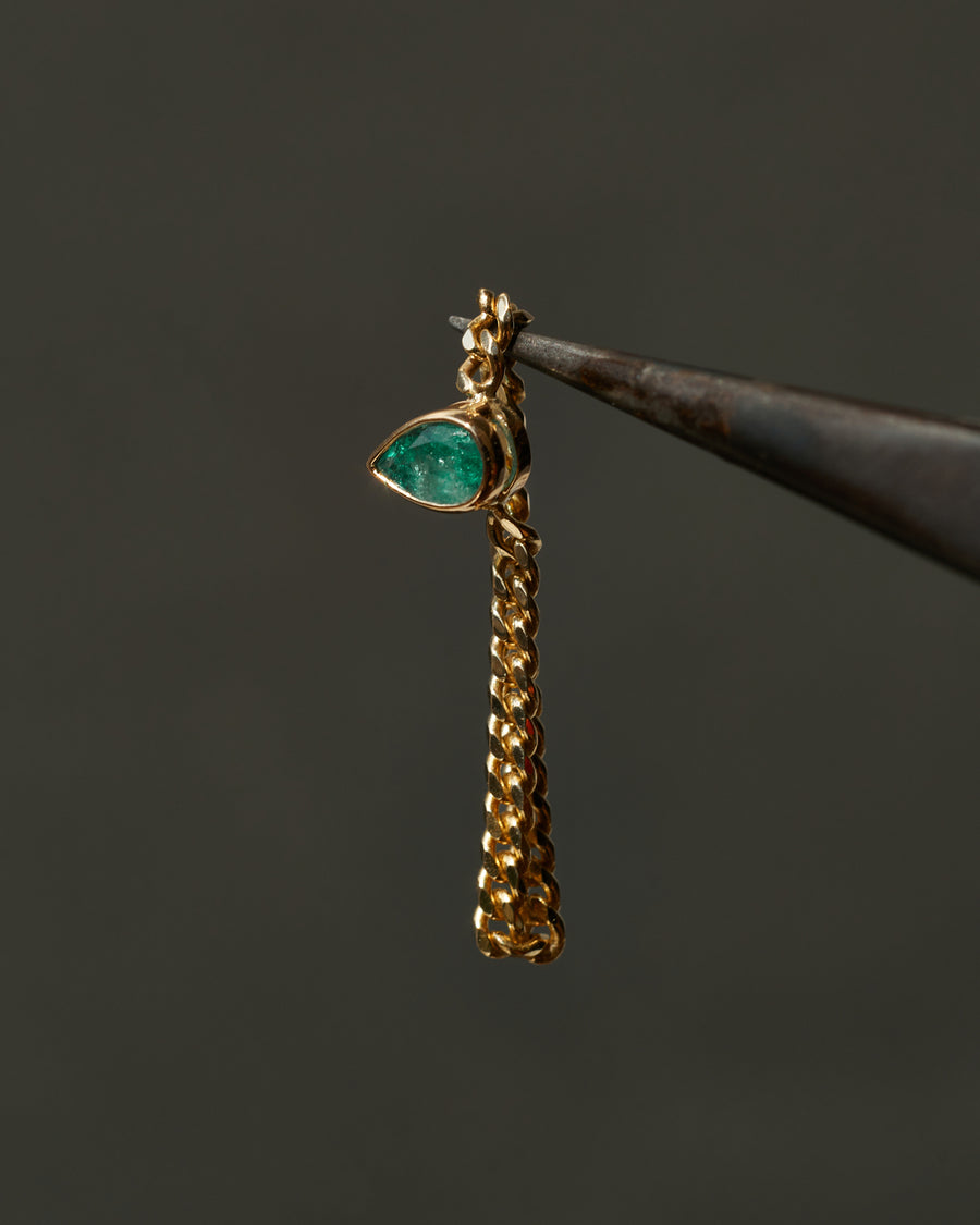 Emerald Tear Drop Cuban-Link Ring