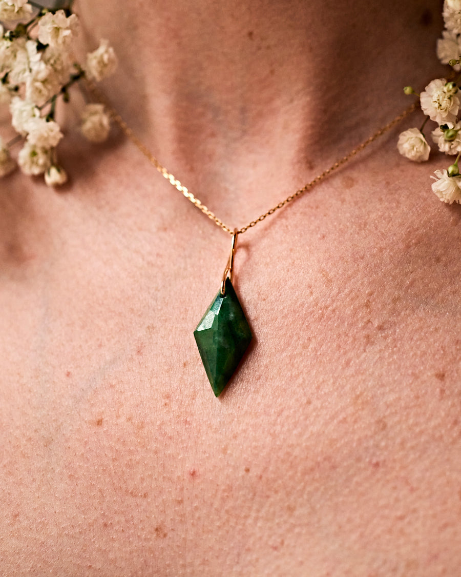 Emerald Diamond-Cut Pendant
