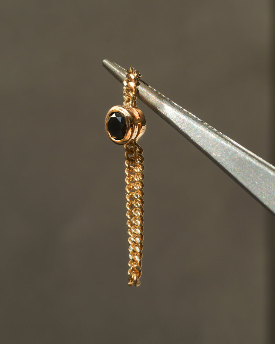 Bezel-Set Black Diamond Cuban Link Ring (4mm )