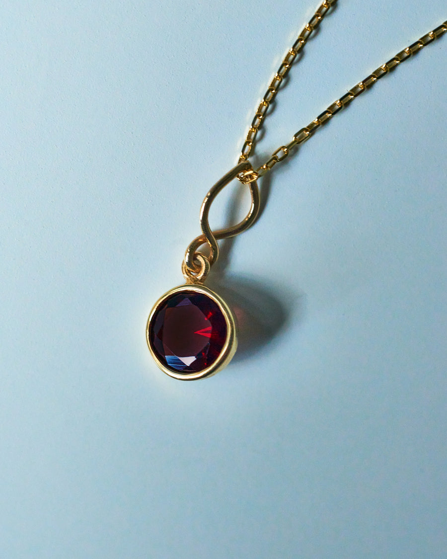 Bezel Set Garnet Pendant Necklace