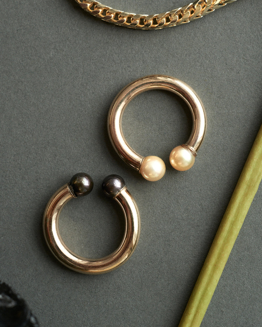 Double Pink Akoya Pearl Ring