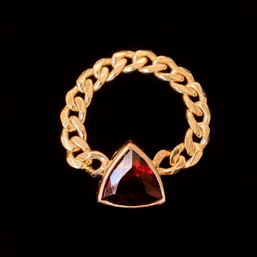 Garnet Trillion Cuban Link Ring