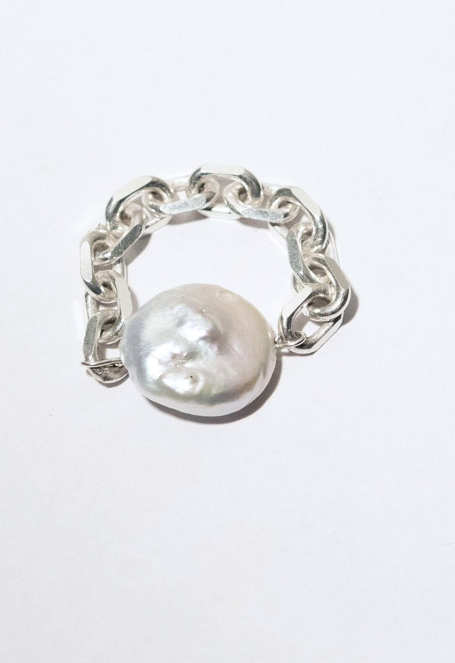 Thick Chain Pearl Ring