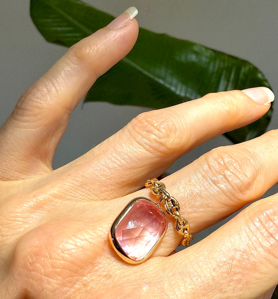 Floating Pink Sapphire Chain Ring