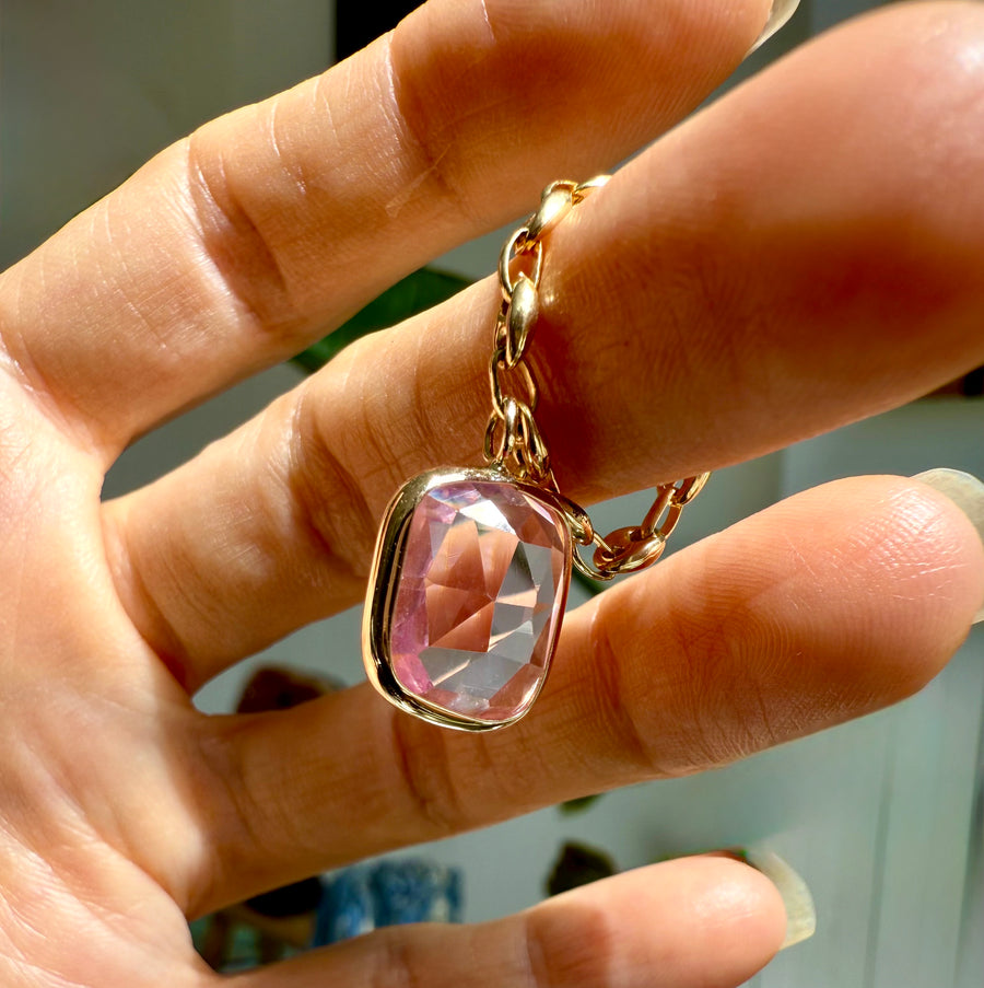 Floating Pink Sapphire Chain Ring