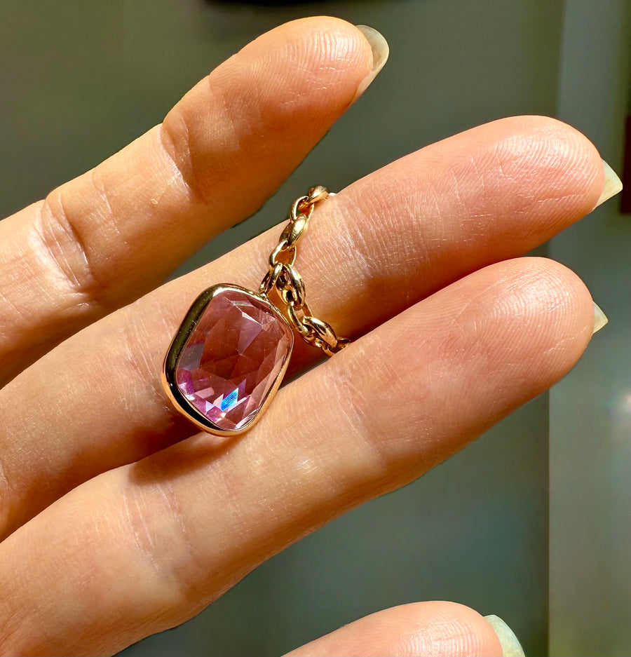 Floating Pink Sapphire Chain Ring
