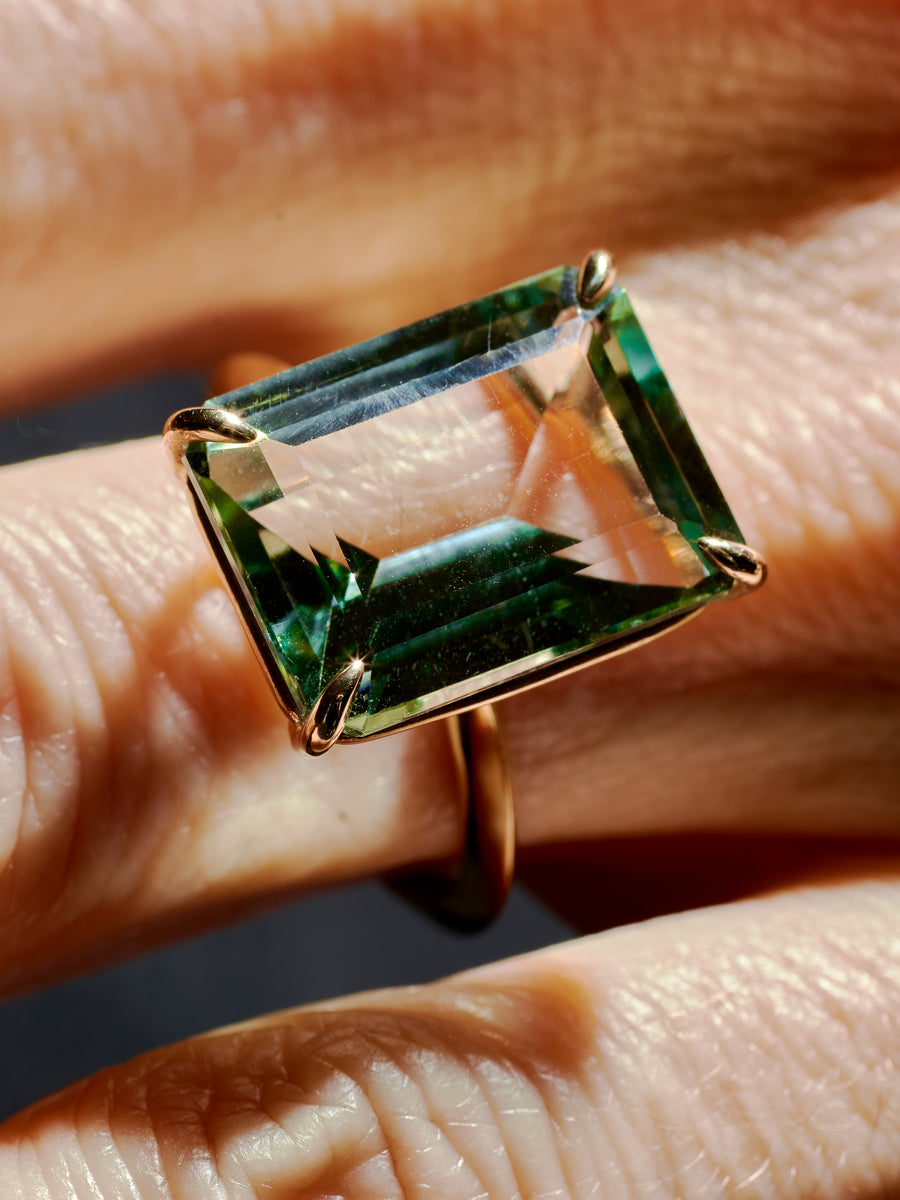 Emerald Cut Amethyst Amulet Ring