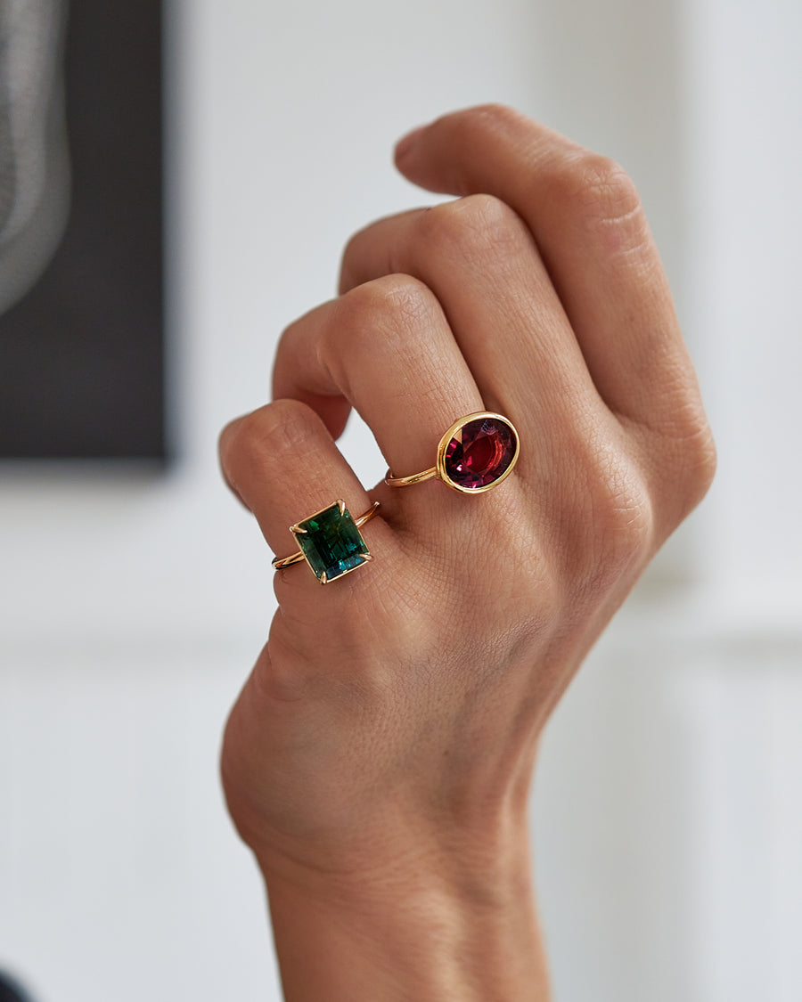 Rubellite Oval Cut Pink/Red Tourmaline Ring - Main Image