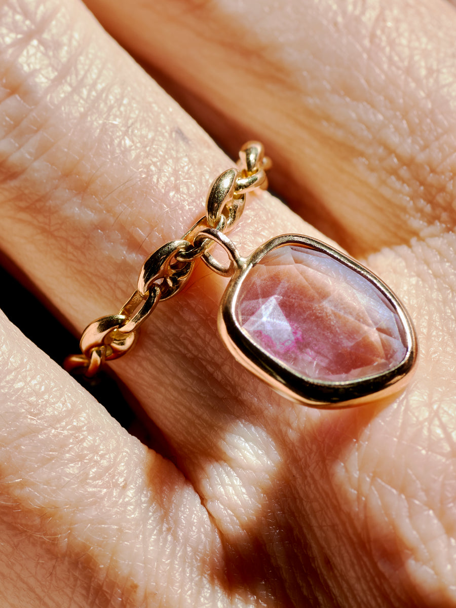 Floating Blue Violet Sapphire Chain Ring