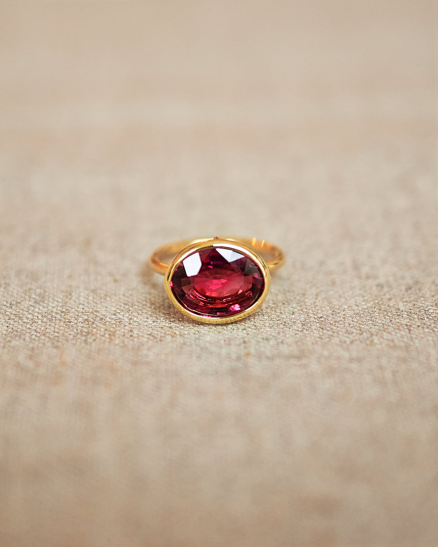 Rubellite Oval Cut Pink/Red Tourmaline Ring