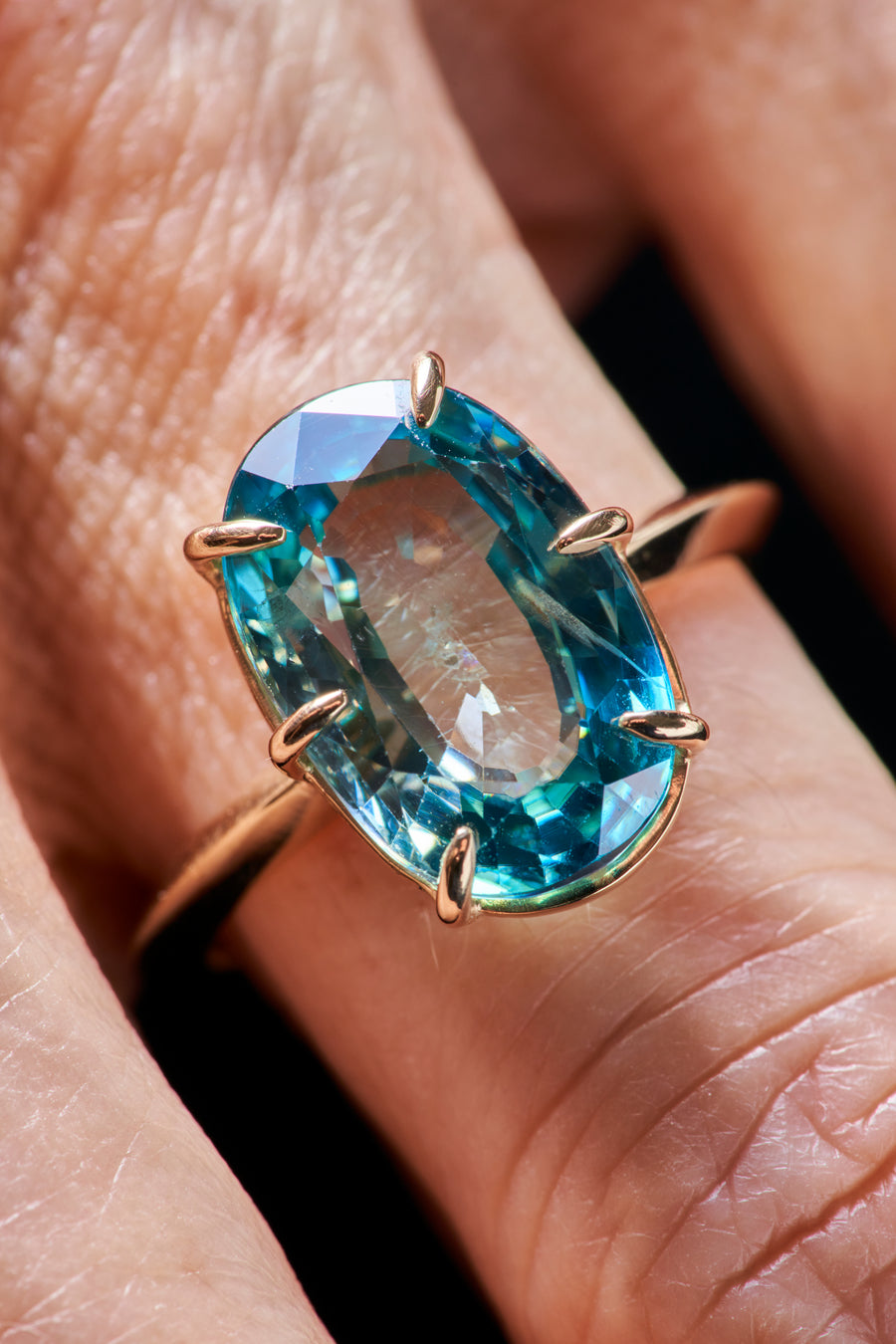 Starlight (Blue Zircon) Oval-Cut Ring