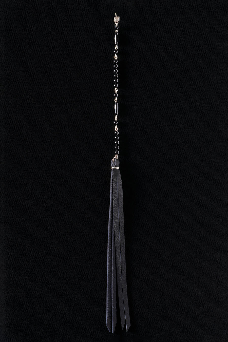 {SINGLE} Beaded Black Onyx and Leather earring