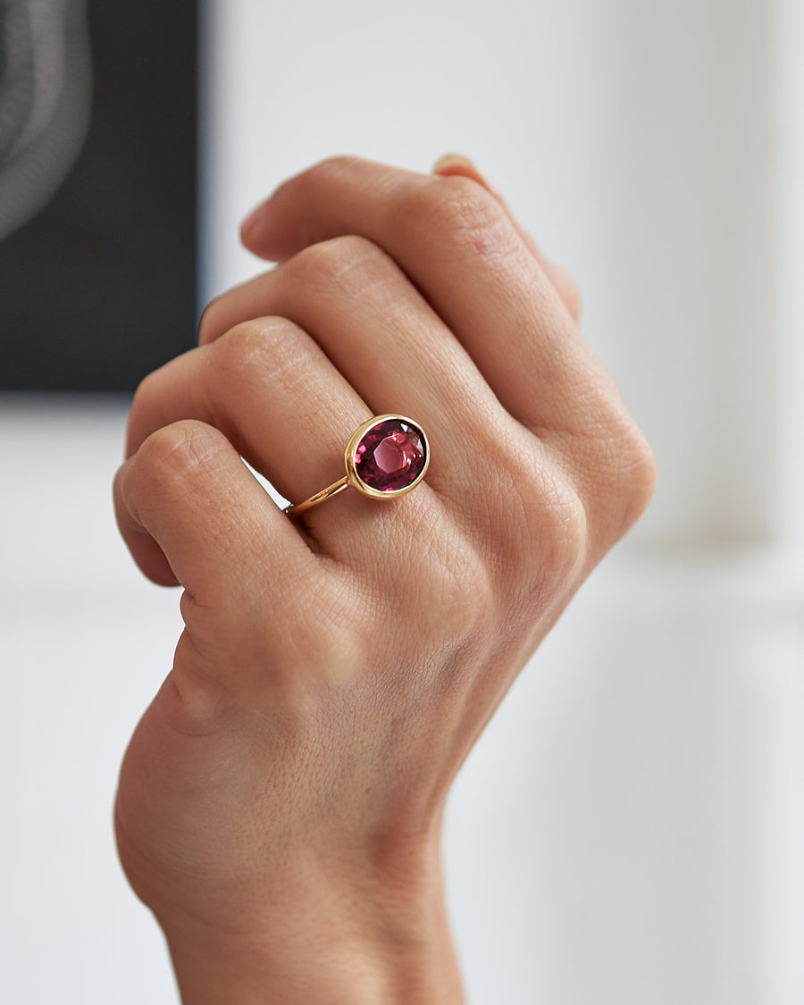 Rubellite Oval Cut Pink/Red Tourmaline Ring