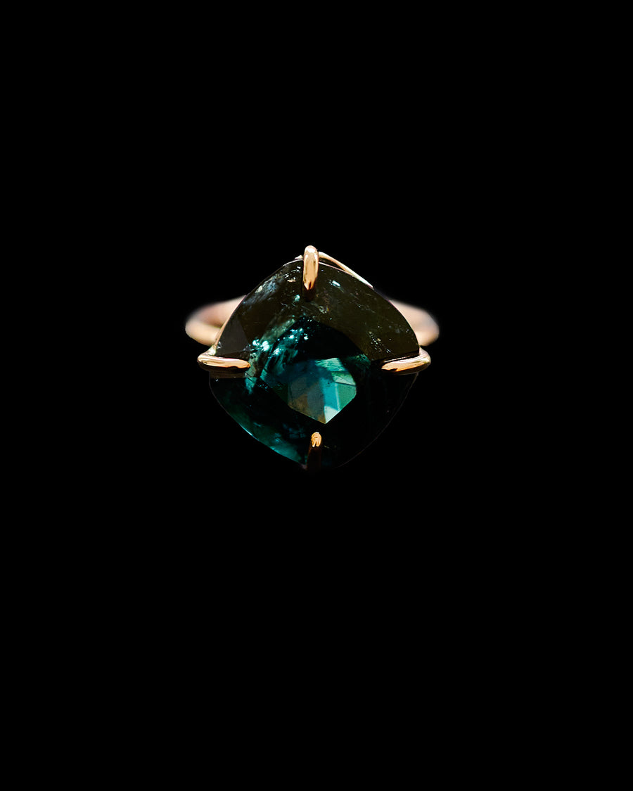 Edwardian 45.28 CTW Green Tourmaline Platinum-Topped 14 Karat Gold Cocktail  Ring | Wilson's Estate Jewelry