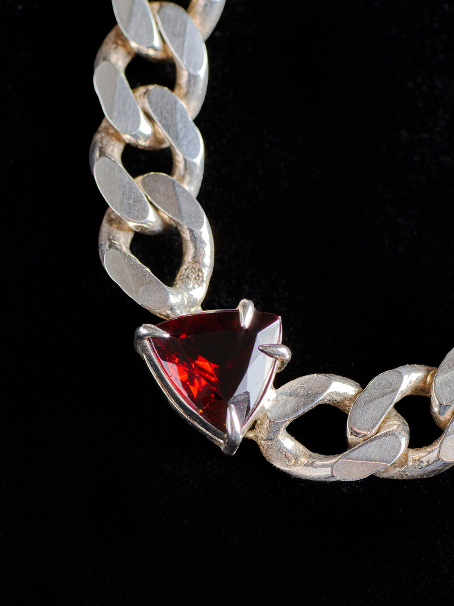 Pyramid Garnet Choker on Cuban link