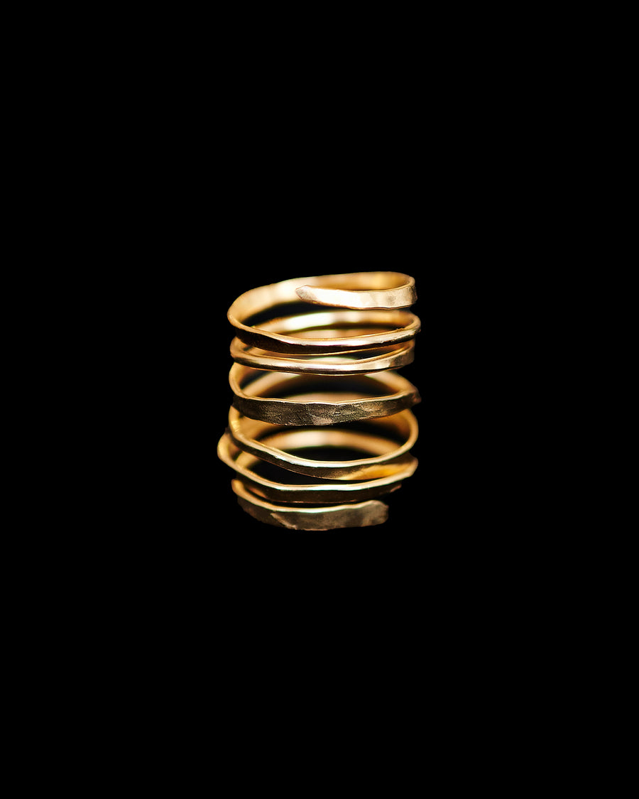 6 Spiral Hammered Gold Filled Ring