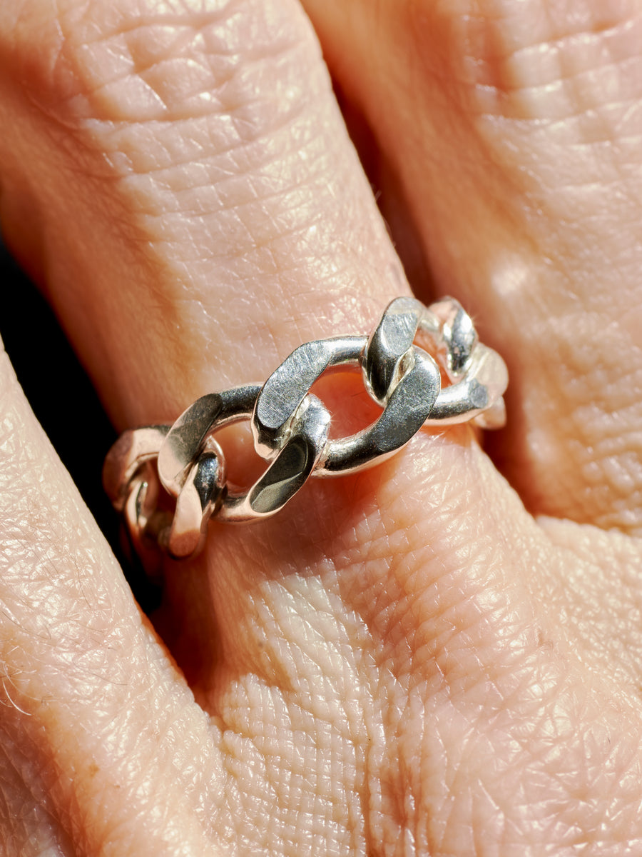 Silver 7.5mm Cuban Link Chain Ring