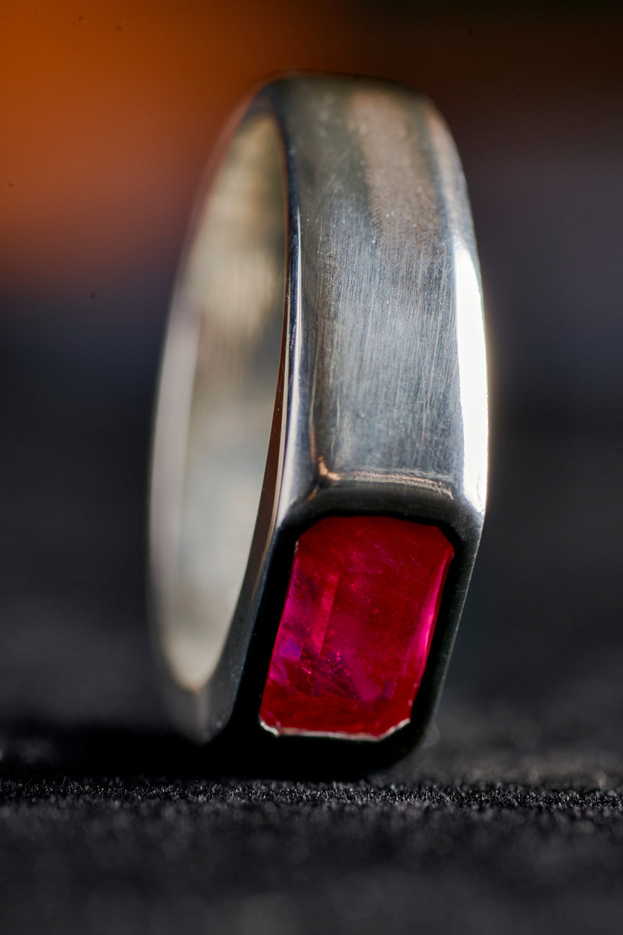 Angular Bezel Set Ruby Ring